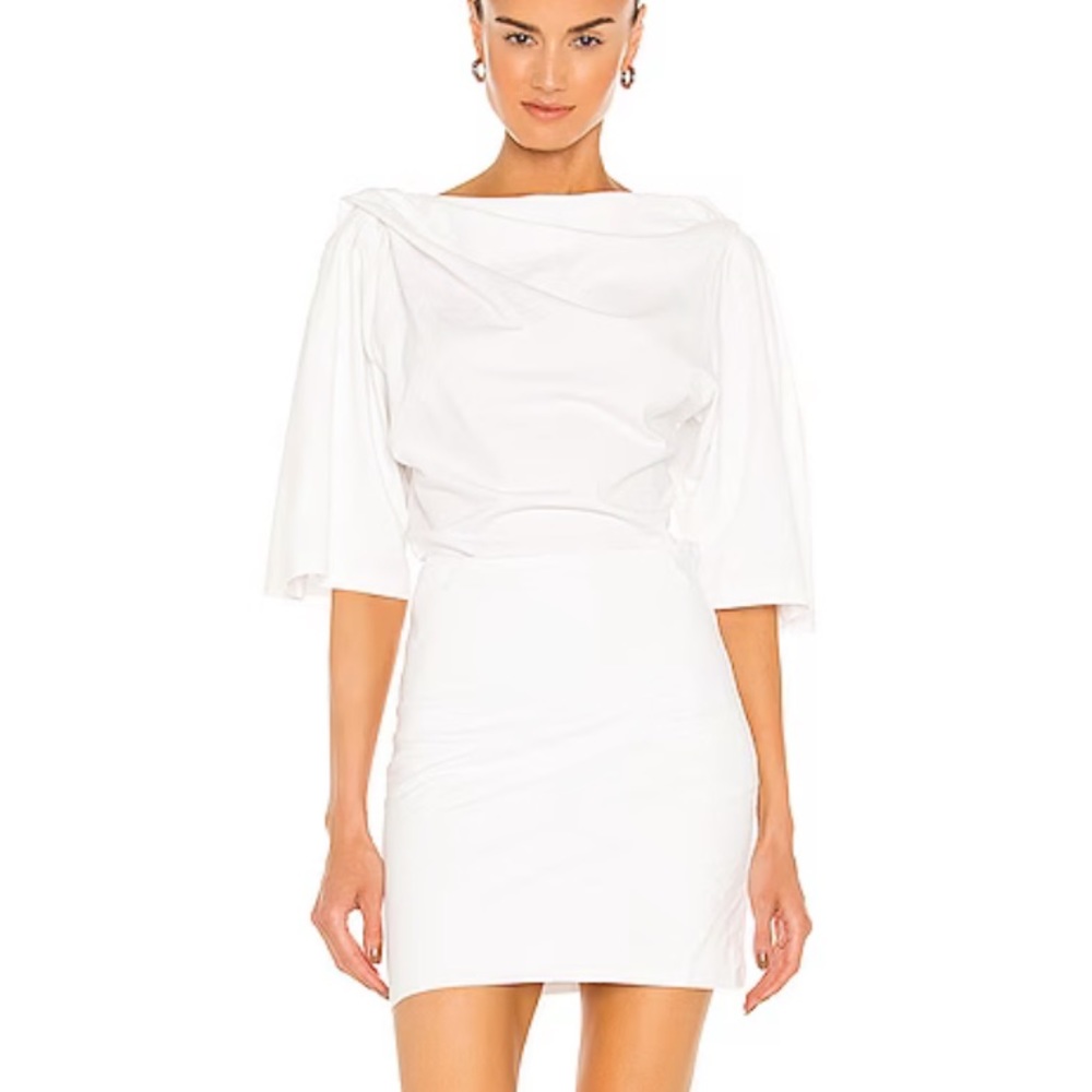 IRO Palmero White Slouchy Ruched Cowl Neck Mini Dress‎